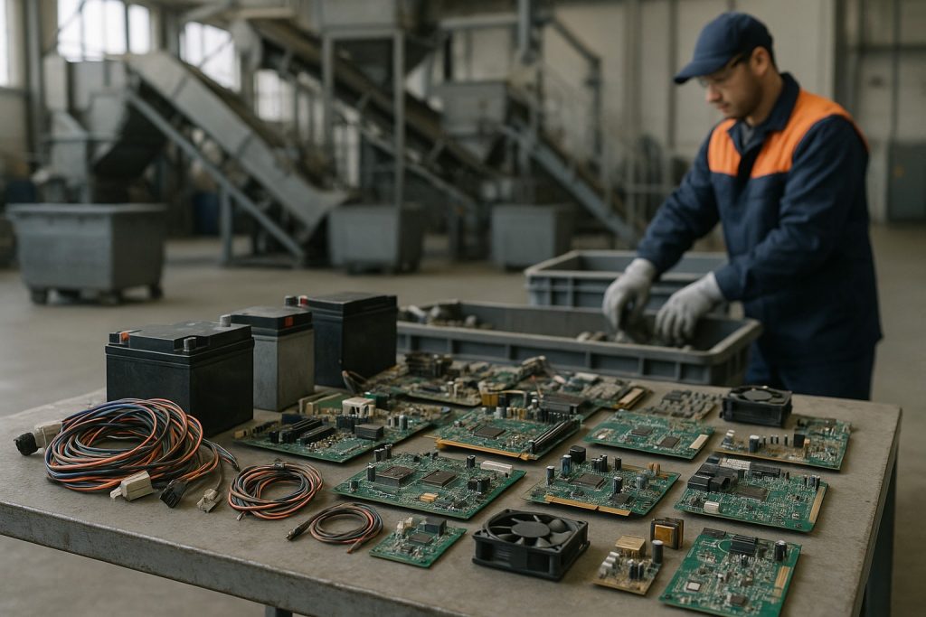 Утилизация электронных и электротехнических отходов (e-waste) от производства: от плат до батарей и кабелей